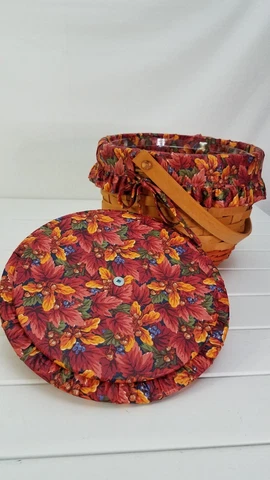 Longaberger 1995 Pumpkin Basket~Fabric Lid~Liner~Prot~Card SOLD AUG 95 ONLY EUC Cover