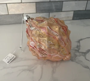 Glass Pink Shell Ocean Christmas Ornament 5" Long NEW NWT - Picture 1 of 3