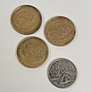 3 1984 LOUISIANA WELTAUSSTELLUNG AUSSTELLUNG MESSING TRANSIT BUS STRASSENBAHN MÜNZMARKEN - Bild 1 von 6