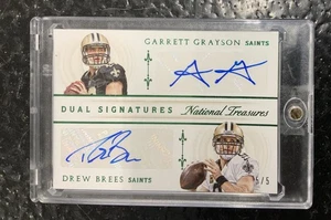 National Treasures Dual Auto Saints Drew Brees Garrett Grayson 5/5 Emerald 2015 - Imagen 1 de 13