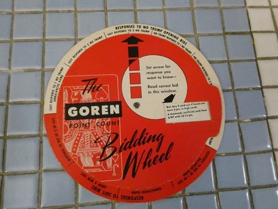VINTAGE GOREN POINT COUNT BIDDING WHEEL  BIDMASTERS CHAS GOREN ENTERPRISES 60'S - Image 1 of 3