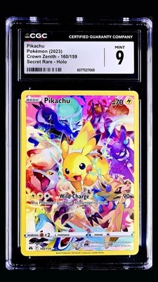 Pokémon 2023 Crown Zenith Pikachu 160/159 Secret Rare Holo CGC 9 MINT ✨ - Image 1 of 2