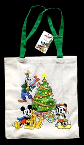 MICKEY MOUSE & FRIENDS CHRISTMAS Tote Shopper Bag Cotton BNWT Primark Licenced - Picture 1 of 4