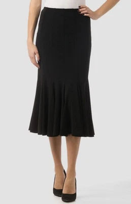 Falda Joseph Ribkoff Negra Midi Línea A, Cintura Ajustada, Pliegues Elegantes, EE. UU. 8 Foto 1 de 4