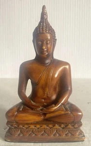 VTG Carved Brown Sitting Buddah 6.25” X 4” X 2” Resin Carving - Picture 1 of 12