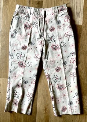 Pantalones cortos deportivos elásticos Geoffrey Beene para mujer talla 8 beige negro rojo floral Foto 1 de 4