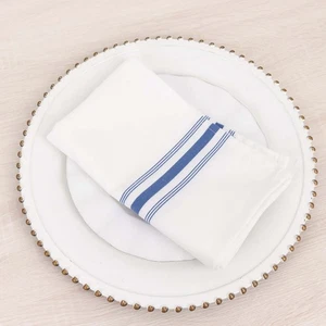10 pcs Blue White Polyester 18x22" TABLE NAPKINS Stripes Wedding Party Kitchen - Picture 1 of 8