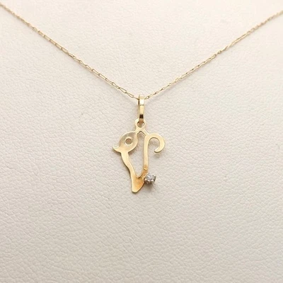 Collar Colgante Oro 14k Inicial Letra V Diamante Natural 18 pulgadas Foto 1 de 4