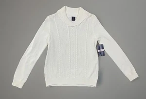 Izod elfenbeinfarbener Pullover mit Kragen Jungen Größe 14/16 normal Langarm neu mit Etikett - Bild 1 von 10
