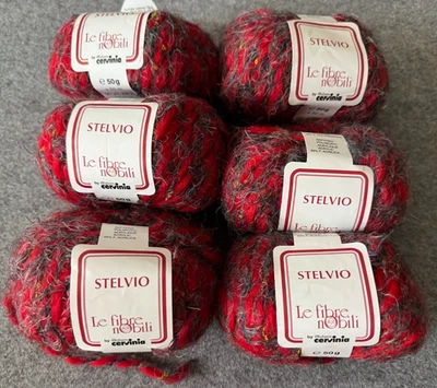 Le Fibre Nobili from Lane Cervinia Yarn 6 Ball lot  Italy Red mix - Image 1 of 4