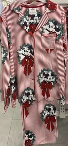 Disney Mickey & Minnie Mouse Bow Print Boyfriend Pyjama Set UK Size 4-24 2XS-2XL - Picture 1 of 2