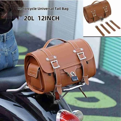 Motorcycle Rear End Bag Retro Electric Vehicle Trunk Rack Seat Bag Universal - Image 1 of 4