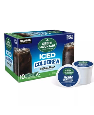 Green Mountain Original Negro Helado Cold Brew Café K Tazas Keurig 10 ct 2,1 oz Foto 1 de 2