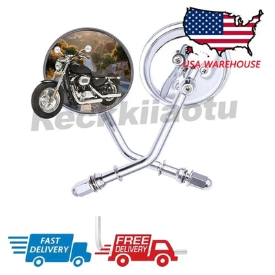 Motorcycle Round Side Rear View Mirrors For Harley Davidson Sportster 883 / 1000 - Изображение 1 из 4