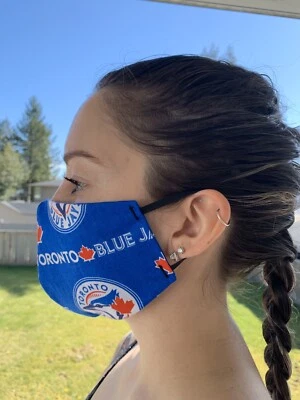 TORONTO BLUE JAYS Handmade 100% Cotton Fabric Face Mask CRP NURSE DOCTOR EMT AED - Image 1 of 4
