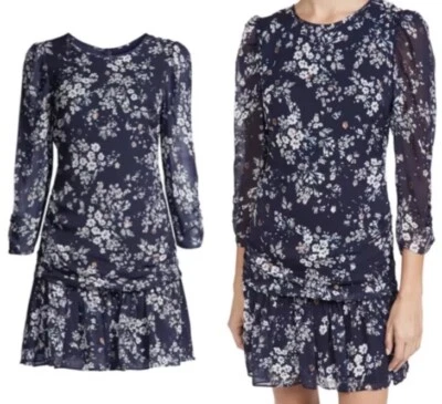 Shoshanna Ann Blue Floral Flounce Mini Dress Women’s Size 4 - Image 1 of 4