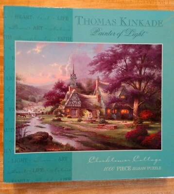 Puzzle Thomas Kinkade Artwork Clocktower Cottage Painting Vintage  1000 Piece - Image 1 of 4