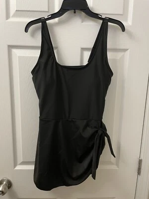 Women’s XL Black Nylon Removable Pads Adjustable Straps Side Tie 1-Pc Swimsuit - Image 1 of 4