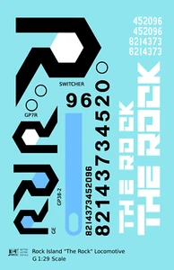 K4 G 1:29 Scale Decals Rock Island Diesel Locomotive Black and White The Rock - Picture 1 of 5