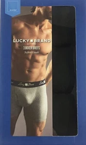 3 PACK GENUINE LUCKY BRAND SIZE XL MENS BLACK 100% COTTON BOXER BRIEFS - Picture 1 of 13