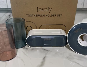 Wall mounted toothbrush holder and tooth paste dispenser with mouthwash cups - Picture 1 of 6