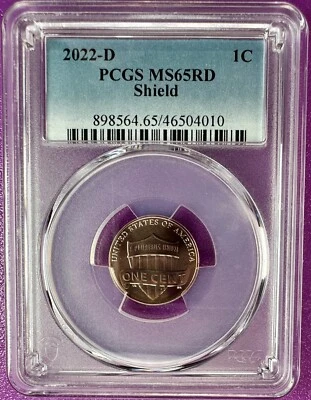 2022 D 1c Lincoln Shield Cent PCGS MS65RD - Image 1 of 2