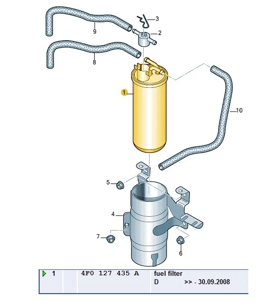 NUEVO FILTRO DE COMBUSTIBLE DIÉSEL ORIGINAL AUDI A6 2.7 3.0 QUATTRO A6 ALLROAD 4F0127435A Foto 1 de 1