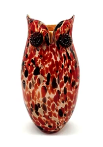 MCM Large Retro Murano Gold Spotted Owl Cased Art Glass Vase 13" Tall - Picture 1 of 7