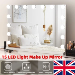 Hollywood Light Up Mirror Vanity Make Up with 15 LED Lights Touch Screen Control - Picture 1 of 17