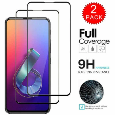 Protector de pantalla de película de vidrio templado de cobertura completa para ASUS ZenFone 6 [Paquete de 2] Foto 1 de 4