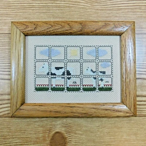 Fertig Kreuzstich gerahmt Nadelspitze Farm Life Kuh Kalb Mutter Baby fertig - Bild 1 von 6
