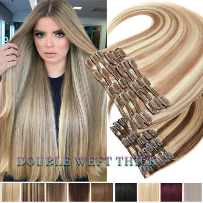 Extension Capelli Umani Remy 100% Veri Clip in 170G Doppia Trama Russi Hair Ombre - Immagine 1 di 4