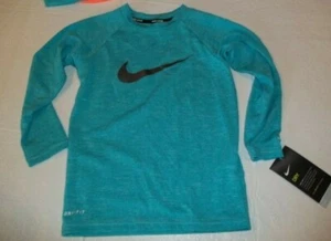 NEW NIKE blue long sleeve rash guard shirt logo performance sz small - Picture 1 of 2