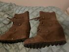 Sorel Brown Wedge Boots Lace Up Womens Size 5.5