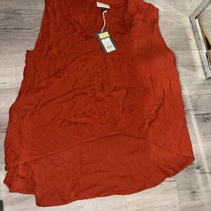 Universal Faden Shirt Damen XXL 2XL rot orange V-Ausschnitt ärmelloses Oberteil Bluse - Bild 1 von 5