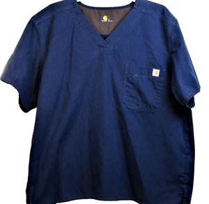 Carhartt Ripstop Chest Pocket Scrub Top Shirt Size Large Blue Short Sleeve - Picture 1 of 7