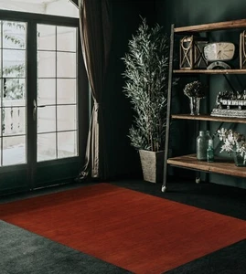 Red Wool Arizona Hand-Woven Rug & Carpet For Living Room Area Rug Dining Room - Picture 1 of 5