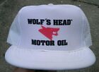 Vintage Black Wolf?S Head Motor Oil Patch Snapback Hat  Swingster Flat Brim Cap