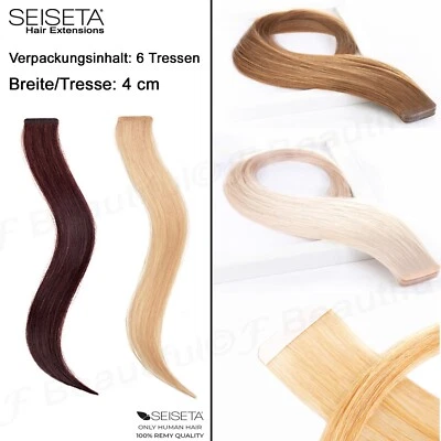 Tape in Hair extensions echthaar SEISETA 6 Tressen Strähnen Haarverlängerung - Bild 1 von 3