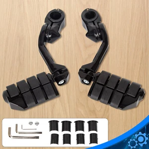 1.25" Black Long Angled Highway Foot Pegs For Harley Davidson Road Street Glide - Picture 1 of 18