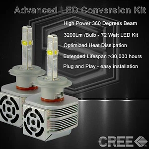 360 Degree Beam - New Gen CREE LED 6400LM Head Light Kit 6k 6000k - H7 (A) - Picture 1 of 6