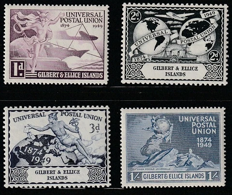 Gilbert & Ellice    1949    Sc # 56-59    UPU    MLH    OG Cover