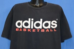 vintage 90s ADIDAS BASKETBALL TREFOIL LOGO 2 SIDED BLACK COTTON t-shirt XL - Picture 1 of 5