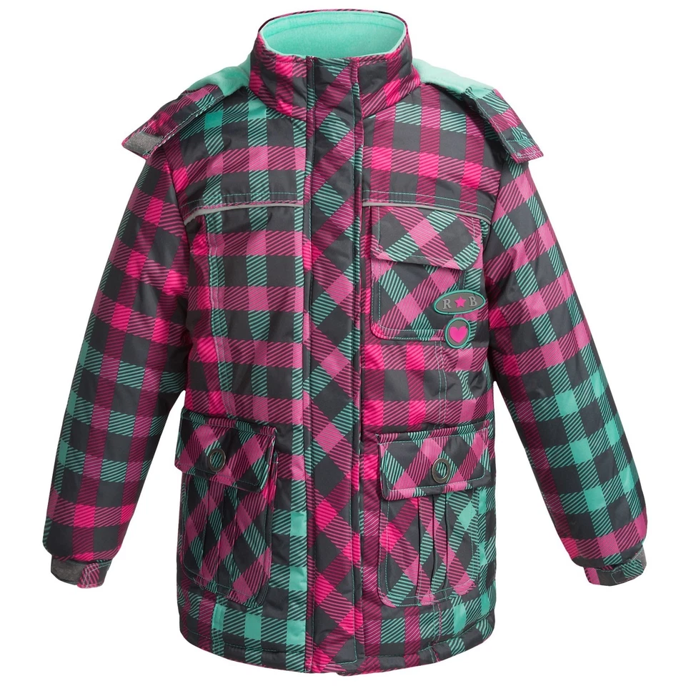 Rugged Bear Plaid Snow Ski Girls Winter Jacket w/ Hoodie, Insulated Little Girls - Image 1 of 1