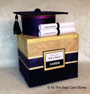 #Graduation Card Box,graduation 2024,#personalized,purple,#gold,secure,#large - Picture 1 of 7