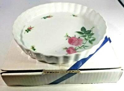 Oneida Hospitality Oval Rose Pattern Trim Porcelain Plate Serving Tray 9.5"X1.5" - Image 1 of 4