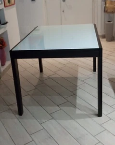 Tavolo allungabile struttura in legno, piano in vetro temperato - Foto 1 di 3