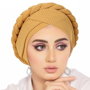 Sombrero turbante musulmán mujer trenzas africanas envoltura para la cabeza gorro hiyab cáncer quimioterapia gorra - Imagen 1 de 24