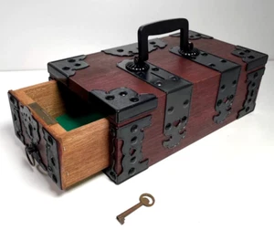 Japanese Antique Chest of 1000 Ryo Showa Retro With lock Good condition Damaged - Picture 1 of 11