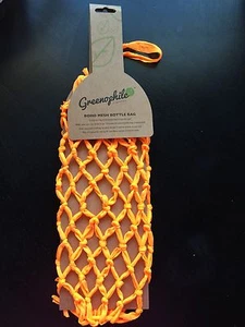 Wine Bottle Bag Boho Mesh Orange Handmade - Picture 1 of 3